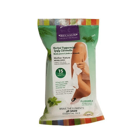 Relaxus Aromatherapy Herbal Peppermint and Leafy Citronella Aroma Wipes - 15 Wipes - YesWellness.com