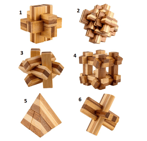 Relaxus Eco Bamboo Brain Teaser Mini Puzzles - YesWellness.com