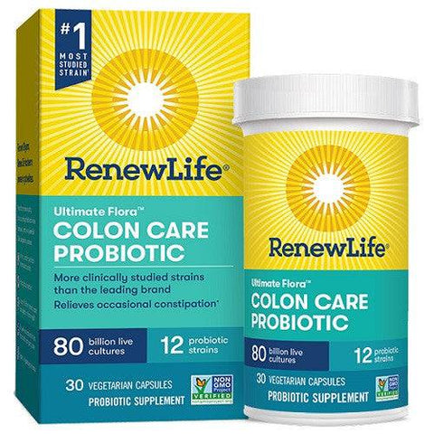 Expires February 2026 Clearance Renew Life Ultimate Colon Care Probiotic 80 Billion 30 Capsules