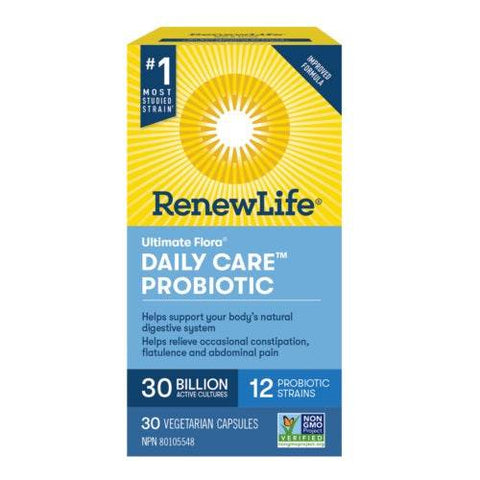 Renew Life Ultimate Flora Daily Care Probiotic 30 Billion Active Cultures 30 Capsules - YesWellness.com