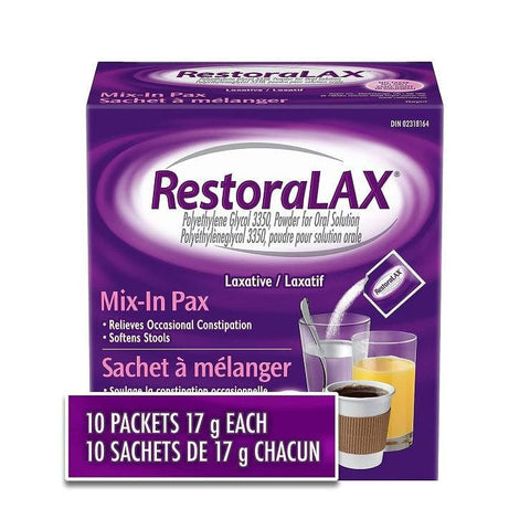 Expires April 2026 Clearance Restoralax Laxative Mix-In Pax 10 Packets 17g