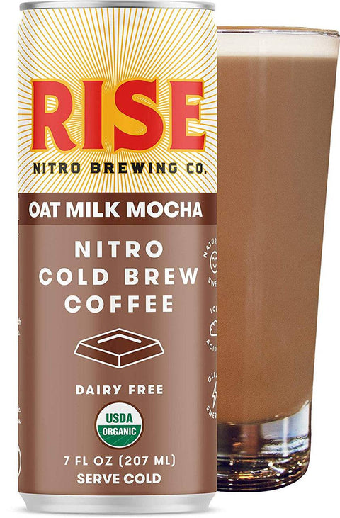 Rise Brewing Co. Nitro Cold Brew Coffee - Oat Milk Mocha Latte 207mL x 12 - YesWellness.com