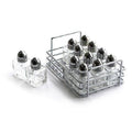 RSVP International Mini Glass Salt & Pepper Shakers Set of 12 with Rack - YesWellness.com