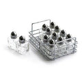 RSVP International Mini Glass Salt & Pepper Shakers Set of 12 with Rack - YesWellness.com