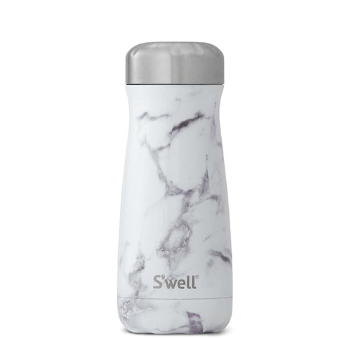 S'well Bottle Stone Collection Stainless Steel Traveler White Marble - YesWellness.com