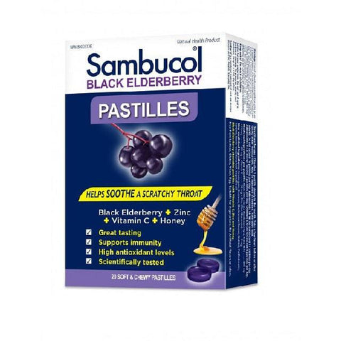 Expires June 2026 Clearance Sambucol Black Elderberry 20 Soft & Chewy Pastilles