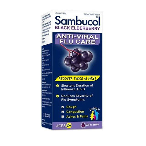 Sambucol Black Elderberry Anti-Viral Flu Care Family 230mL - YesWellness.com