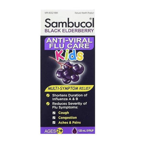 Expires January 2026 Clearance Sambucol Black Elderberry Anti-Viral Flu Care for Kids 120 mL