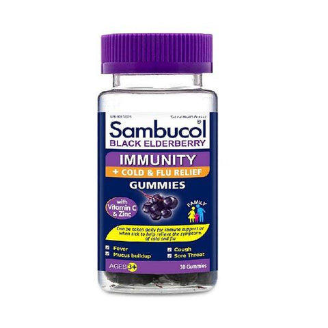 Sambucol Black Elderberry Immunity Cold & Flu Relief 30 Gummies - YesWellness.com