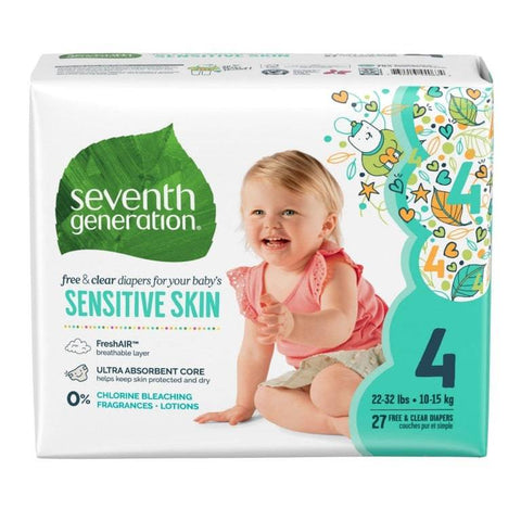 Seventh Generation Free & Clear Baby Diapers - Size Four 27 count - YesWellness.com