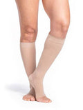 Sigvaris Women's Style Sheer Knee High Open-Toe Compression Stockings 20-30 mmHg Honey Medium Short - YesWellness.com