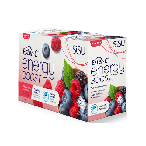 Expires May 2026 Clearance SISU Ester-C Energy Boost To Go Vitamin C 1000mg - Wild Berry 30 packets