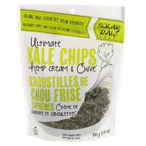 Solar Raw Ultimate Kale Chips Hemp Cream and Chive 100 grams - YesWellness.com