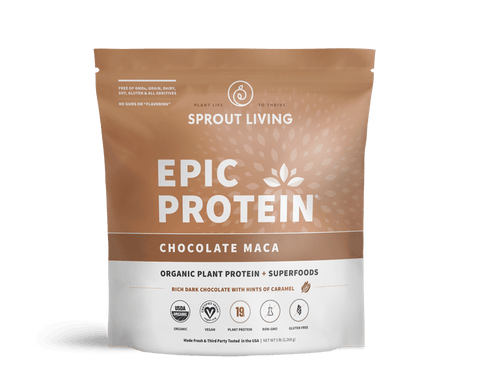 Expires January 2026 Clearance Sprout Living Epic Protein Organic Plant Protein + Superfoods Chocolate Maca 2268g