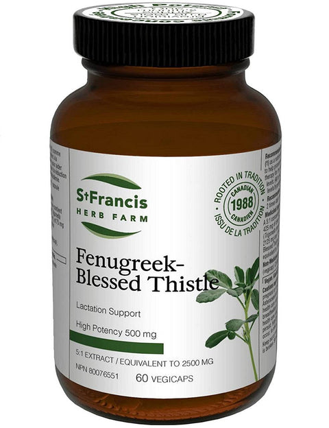St Francis Herb Farm Fenugreek Blessed Thistle High Potency 500mg 60 Vegicaps - YesWellness.com