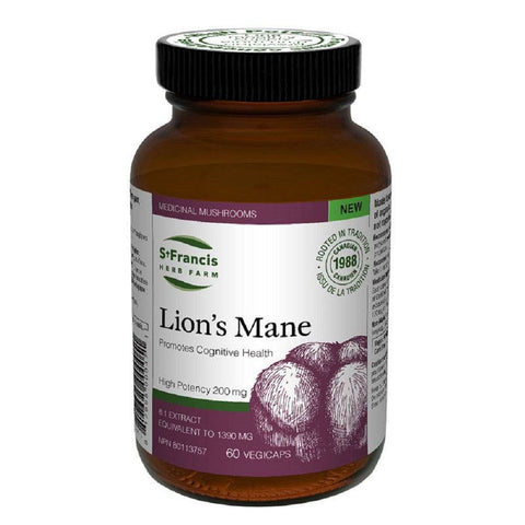 St. Francis Herb Farm Lion's Mane Promotes Cognitive Health 60 Capsules - YesWellness.com