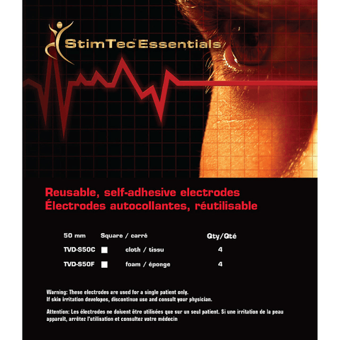 StimTec Essentials Reusable Self-Adhesive Electrodes - 4 Pack - Cloth backing - YesWellness.com