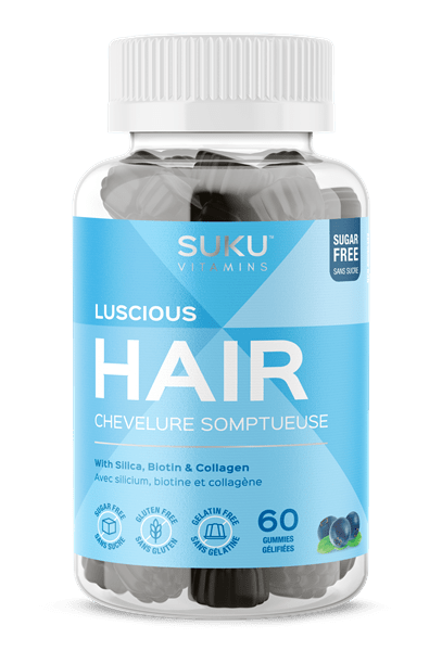 SUKU Vitamins Luscious Hair with Silica, Biotin & Collagen - Blueberry Bliss Flavour 60 Gummies - YesWellness.com