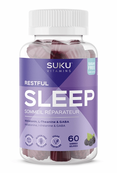 SUKU Vitamins Restful Sleep (Melatonin, L-Theanine & GABA) - Blackberry Hibiscus 60 Gummies - YesWellness.com