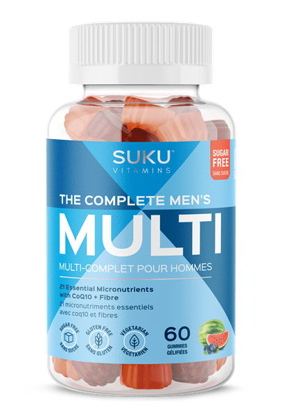 SUKU Vitamins The Complete Men's Multi with CoQ10 + Fibre - Mixed Fruit Fusion Flavour 60 Gummies - YesWellness.com