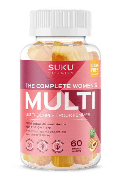 SUKU Vitamins The Complete Women's Multi with CoQ10 + Fibre - Peach & Pineapple Flavour 60 Gummies - YesWellness.com