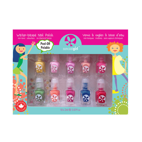 Suncoat Girl Water-Based Peel-Off Nail Polish Kit Party Palette 10 x 2 ml - YesWellness.com