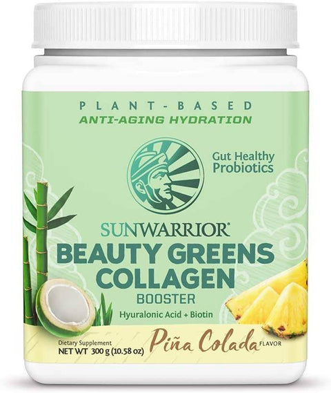 Sunwarrior Plant-Based Beauty Greens Collagen Booster with Hyaluronic Acid and Biotin - Pina Colada 300g - YesWellness.com