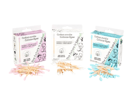 The Future Is Bamboo 100% Biodegradable Bamboo Cotton Swabs 100 Count (Assorted Colours) - YesWellness.com