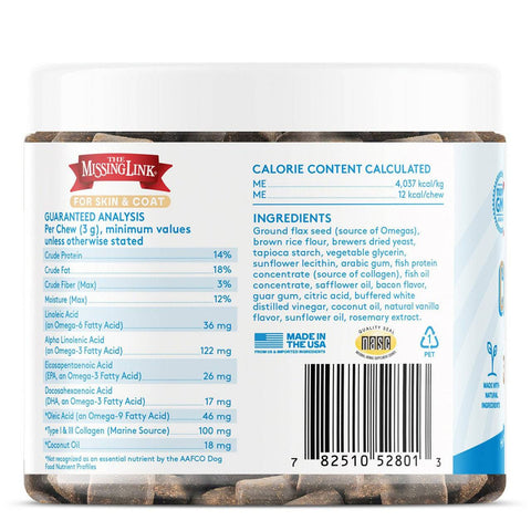The Missing Link Collagen Care Skin & Coat, 60 Soft Dog Chews - YesWellness.com