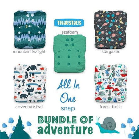 Thirsties One Size All In One Snap Diaper Package - Bundle of Adventure - YesWellness.com