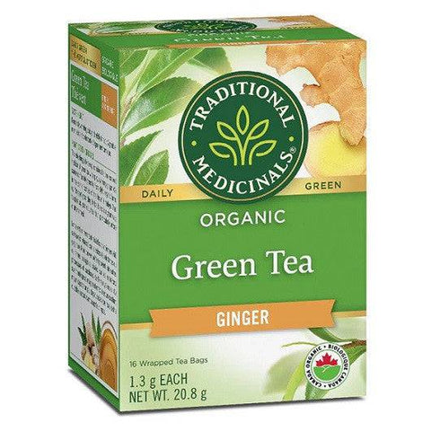 Traditional Medicinals Organic Green Tea Ginger 16 Tea Bags - YesWellness.com