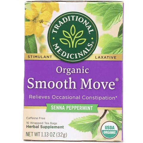 Traditional Medicinals Organic Stimulant Laxative Smooth Move - Senna Peppermint 16 Tea Bags - YesWellness.com