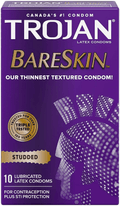 Trojan BareSkin Studed Lubricated Latex Condoms 10 Count - YesWellness.com