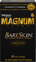 Trojan Magnum Large BareSkin Lubricated Latex Condoms 10 Count - YesWellness.com