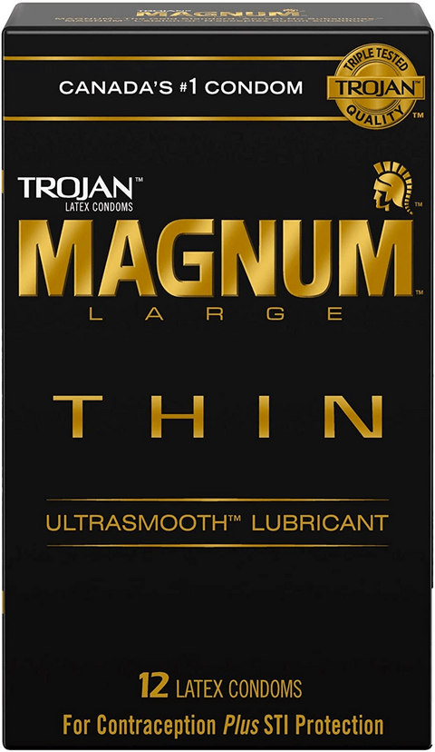 Trojan Magnum Large Thin Lubricated Latex Condoms 12 Count - YesWellness.com