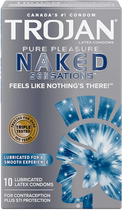 Trojan Naked Sensations Pure Pleasure Lubricated Latex Condoms 10 Count - YesWellness.com