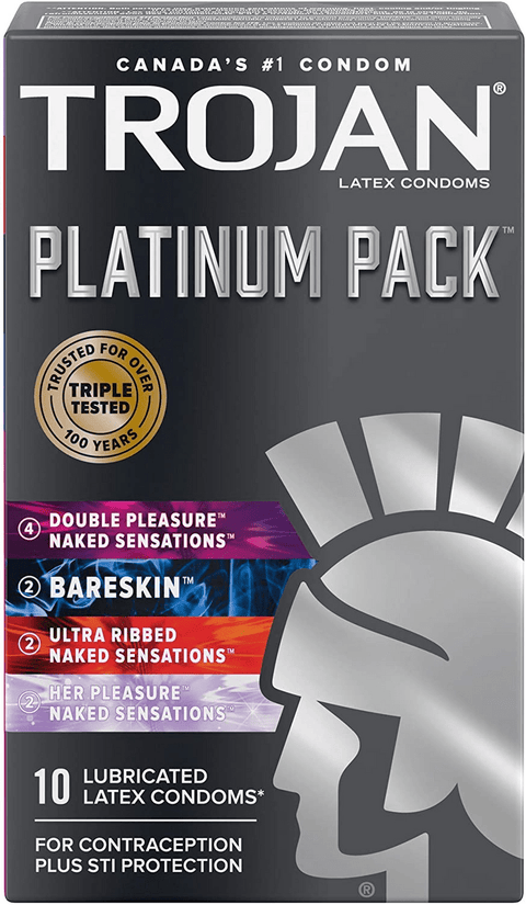 Trojan Platinum Pack Assorted Lubricated Latex Condoms 10 Count - YesWellness.com