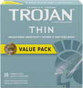 Trojan Thin Lubricated Latex Condoms 36 Count - YesWellness.com