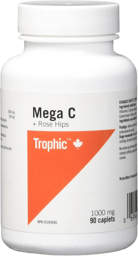 Trophic Mega C 1000mg + Rose Hips 90 Caplets - YesWellness.com