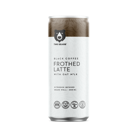 Two Bears Black Coffee Frothed Latte with Oat Milk - 6 Pack x 250mL - YesWellness.com