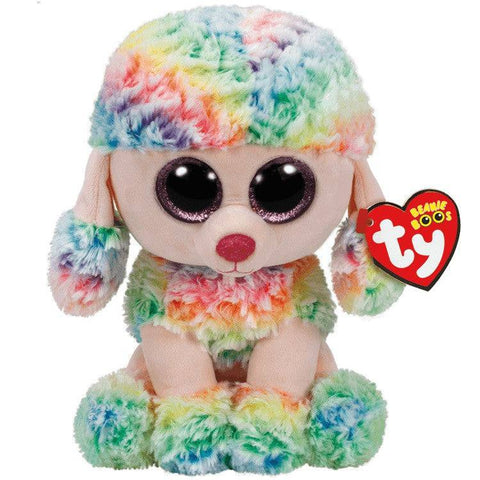 Ty Beanie Boos Rainbow Multicolour Poodle Medium (25cm x 21.5cm x 12.5cm) - YesWellness.com