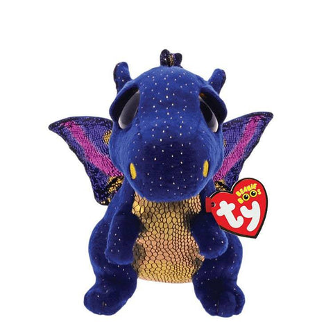 Ty Beanie Boos Saffire Blue Speckled Dragon Small (15cm x 8cm x 10cm) - YesWellness.com