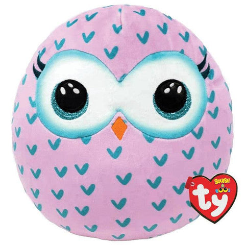 Ty Squish-A-Boos Winks Pink Owl Large ( 36cm x 31cm x 23cm) - YesWellness.com