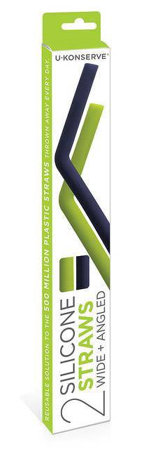 U-Konserve Silicone Straws - Set of 2 (Lime and Navy) - YesWellness.com