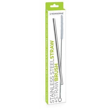 U-Konserve Stainless Steel Straw + Straw Brush 2 pack - YesWellness.com