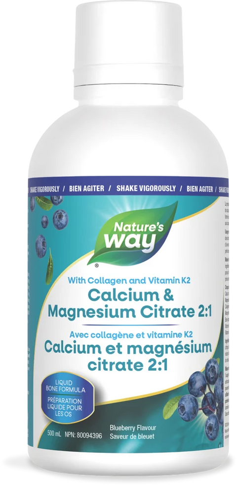 Nature's Way Calcium & Magnesium Citrate 2:1 with Vitamin K2 and Collagen Liquid 500mL
