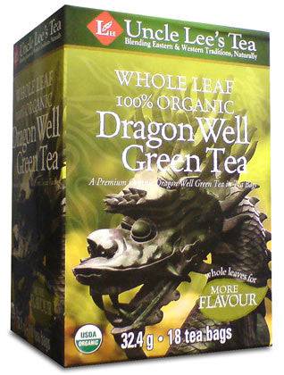 Uncle Lee's Tea Organic Whole Leaf Dragon Well Green Tea - 18 Tea Bags - YesWellness.com