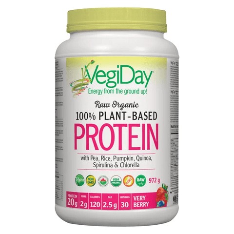 Expires July 2024 Clearance VegiDay Raw Organic 100% Plant-Based Protein Very Berry 972g - YesWellness.com