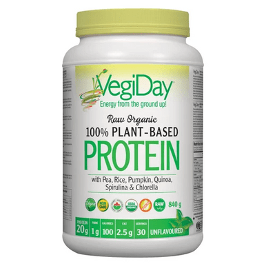 VegiDay Raw Organic 100% Plant-Based Protein Unflavoured 840g - YesWellness.com