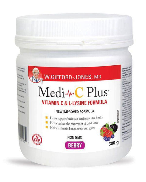 W. Gifford-Jones MD Medi-C Plus Vitamin C & L- Lysine Formula with Magnesium Ascorbate - Berry - YesWellness.com